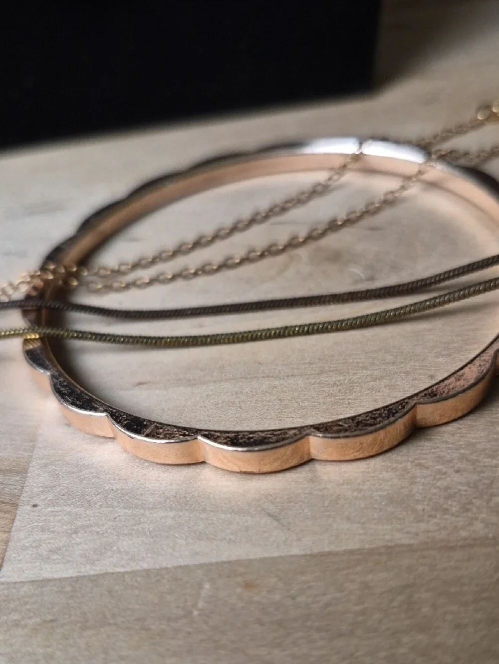 Source Unknown Gold-Tone Rope Necklace and Rose Gold Bracelets Set